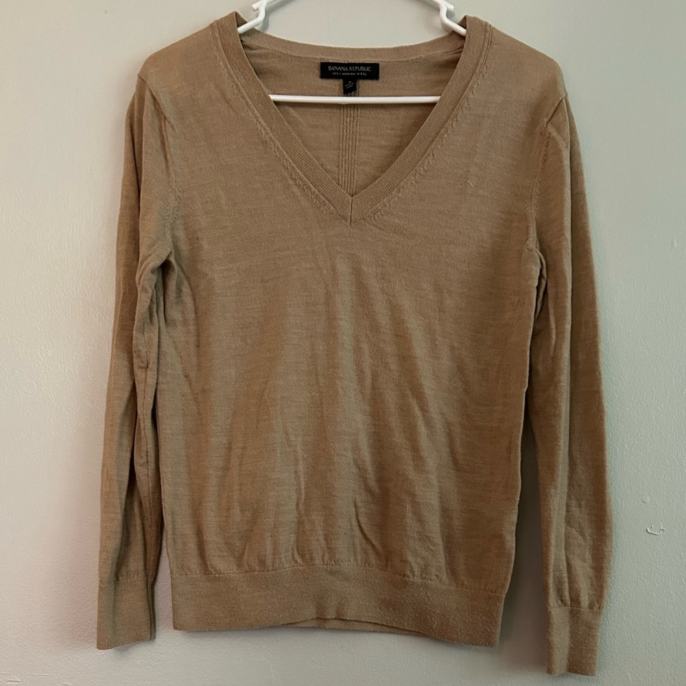 Banana Republic Merino Wool V-Neck Pullover Sweater Size S